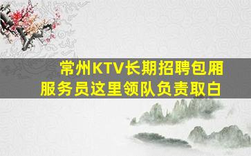 常州KTV长期招聘包厢服务员这里领队负责取白